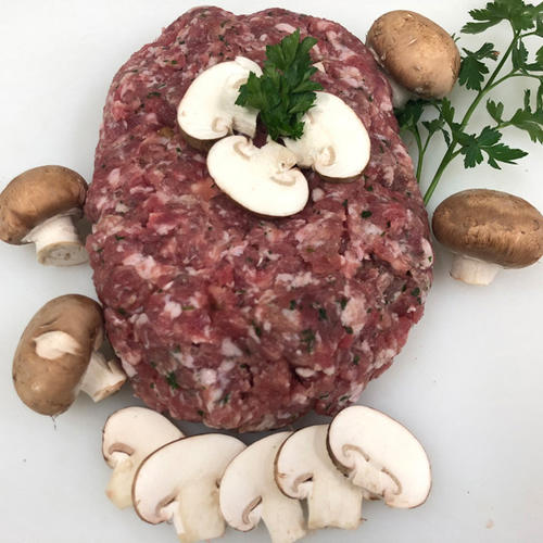 Bio Schweinefleisch : Champignons-Füllung 500g vor dem Verzehr erhitzen