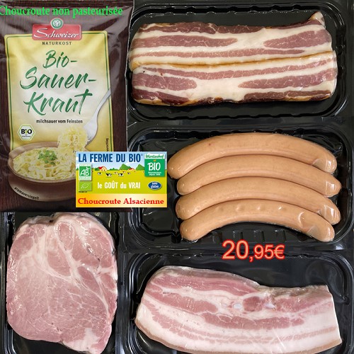 Bio Schweinefleisch : Sauerkraut Platte auf Elsäßer Art 