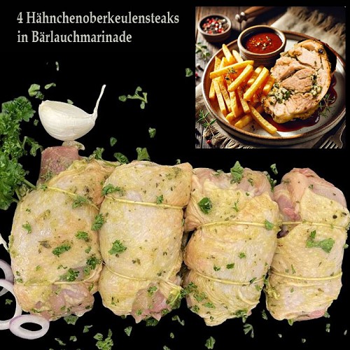 Pollo Fino 4 Hähnchenoberkeulensteaks in Bärlauchmarinade 500g