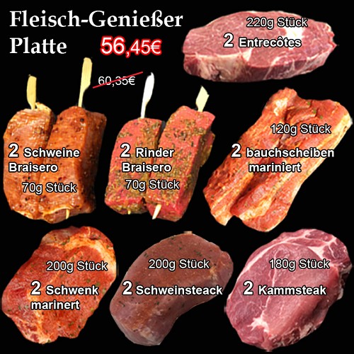 Barbecue Grill :  MEGA PLATTE FLEISCH-GENIEßER ± 2,12kg 
