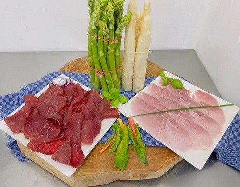 Bio Wurstwaren : Schinkenplatte für Spargel 200g -Angebotspreis!