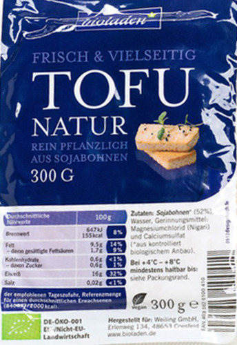 veganen und vegetarischen Bio-Spezialitäten  : Tofu natur 300g