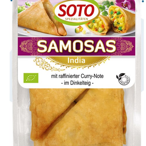 Samosa Traditionell indisch mit Curry Note