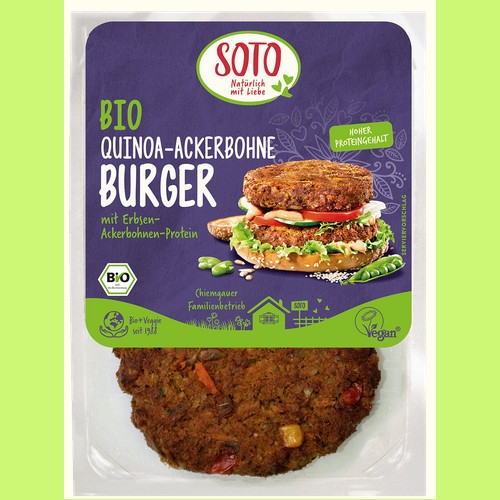 Bio veganen und vegetarischen Spezialitäten  : Bio Quinoa-Ackerbohne Burger 