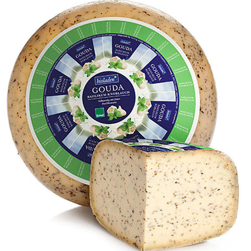 Käserei & Milchprodukte : Gouda Basilikum-Knoblauch, 200g