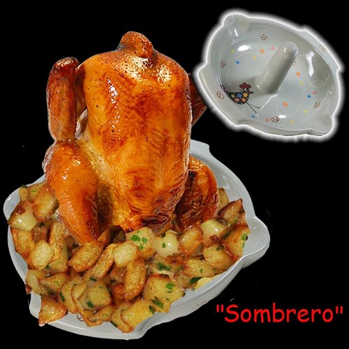 BACKKERAMIK : Der Sombrero ist für ein aufrecht gegartes Hähnchen