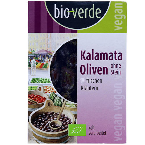 Schwarze Kalamata-Oliven o. Stein  mit frischen Kräutern
