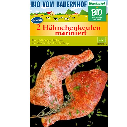 Fleisch und Aufschnitt für Wiederverkäufer : marinierte Hähnchenkeulen, 2 Stück ca. 550g